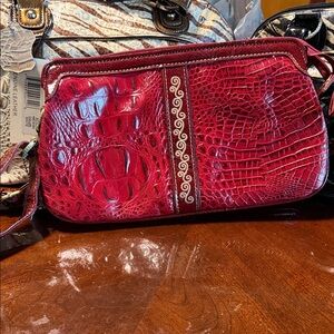 Stylish Red Embossed Crossbody Bag
